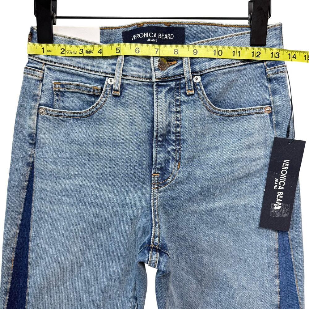 VERONICA BEARD Beverly Two-Tone Skinny Flare Jean in Ripple Dust - Picture 6 of 10